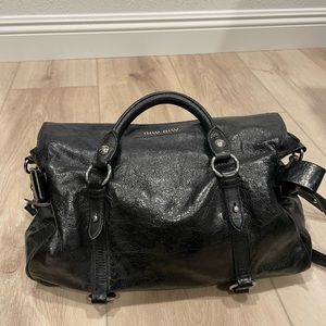 Muimui Black Vitello leather cross bag